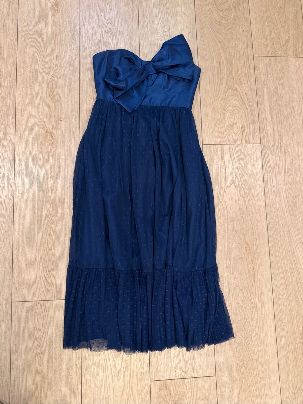 Women Navy Strapless Bow Party Dress